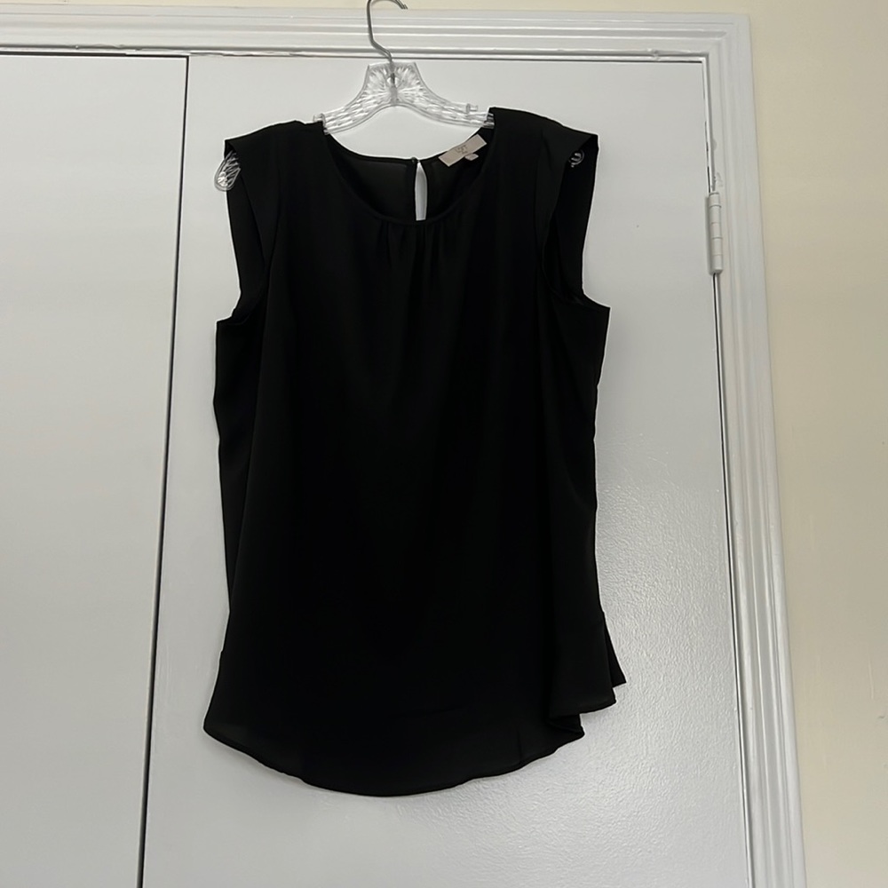 Loft plus size 16 black blouse with ruffle hem